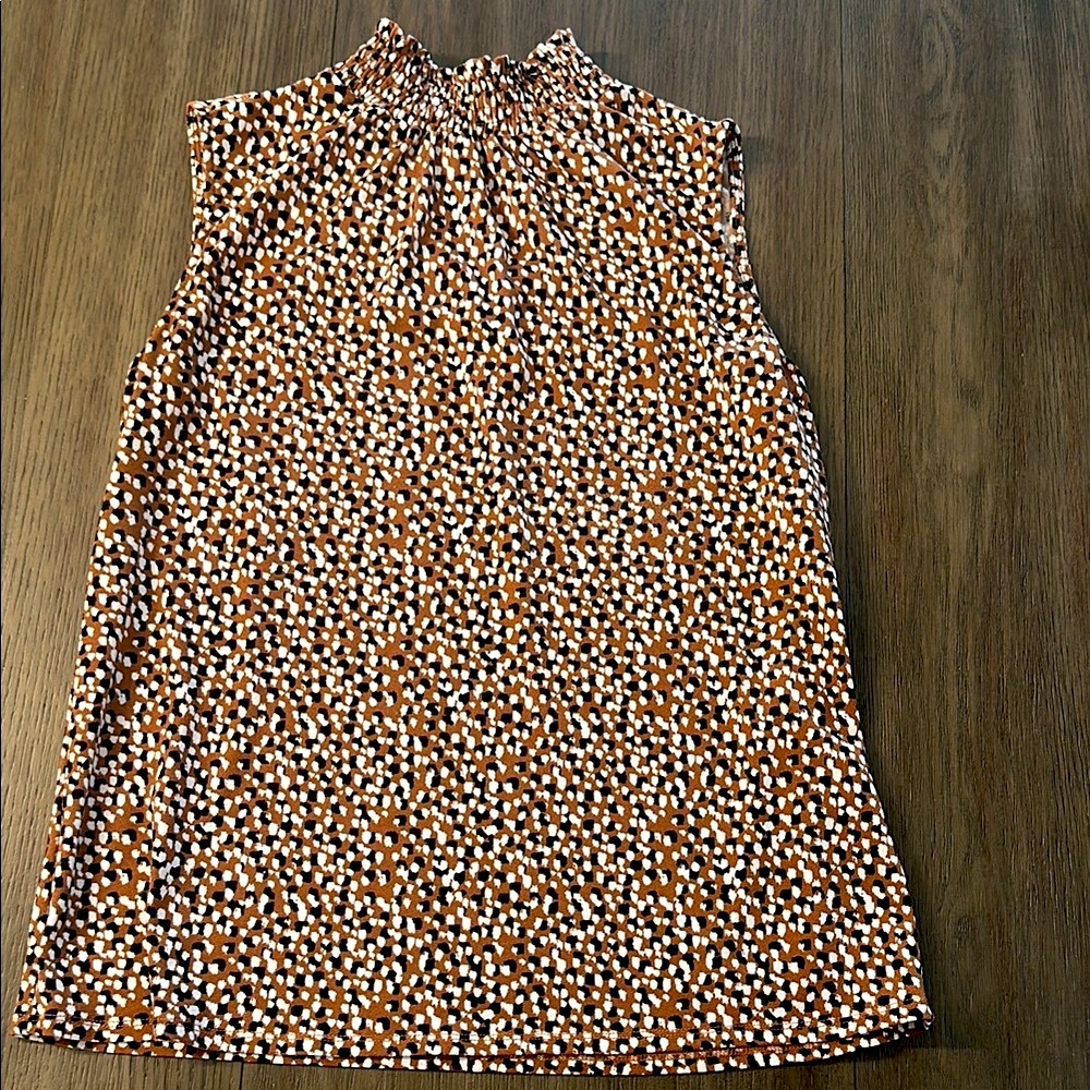 Smock Neck Brown and White Women's Top
